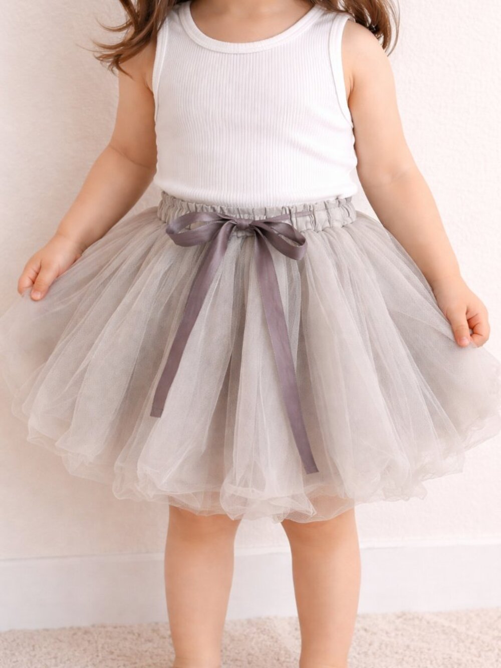 Toddler Tulle Skirt 2T | Neutral Beige Layered Tutu | Soft Girl Aesthetic